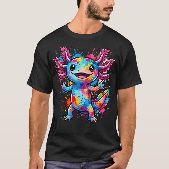 Süßer Axolotl Bunt T-Shirt (Vorderseite)