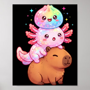 Süßer Axolotl Capybara Regenbogen Dumpling lustig Poster
