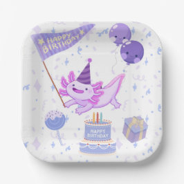 Süßer Axolotl-Geburtstag Pappteller