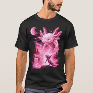 Süßer Axolotl heult zum Mond Meme mystisch T-Shirt