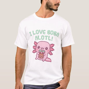 Süßer Axolotl Ich liebe Boba Alotl Wortspiel Lusti T-Shirt