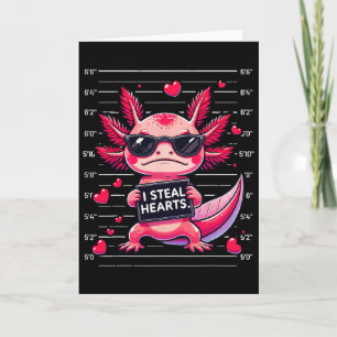 Süßer Axolotl Ich stehle Herzen Mugshot Lustiger V Karte