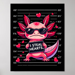 Süßer Axolotl Ich stehle Herzen Mugshot Lustiger V Poster