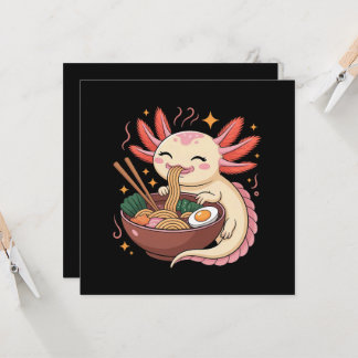 Süßer Axolotl isst Ramen-Nudeln