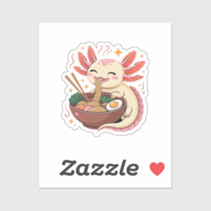 Süßer Axolotl isst Ramen-Nudeln Aufkleber