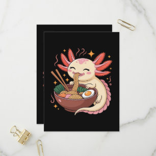 Süßer Axolotl isst Ramen-Nudeln Einladungspostkarte