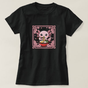 Süßer Axolotl isst Ramen-Nudeln japanische Anime T-Shirt