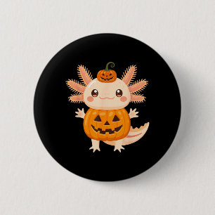 Süßer Axolotl-Kürbis-Halloween-Jack-O-Lantern-Kind Button