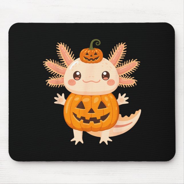 Süßer Axolotl-Kürbis-Halloween-Jack-O-Lantern-Kind Mousepad (Vorne)