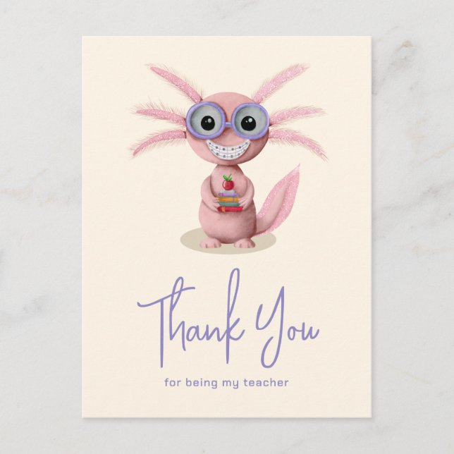 Süßer Axolotl-Lehrer Dankeschön Postkarte (Vorderseite)