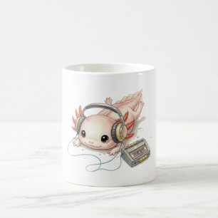 Süßer Axolotl mit Kopfhörern Kaffeetasse