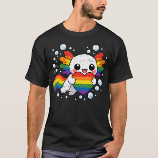 Süßer Axolotl Regenbogen Herz Lgbt Gay Pride Lgbtq T-Shirt