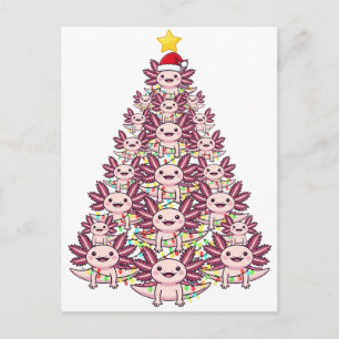 Süßer Axolotl schafft einen Weihnachtsbaum   Postkarte