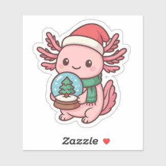 Süßer Axolotl-Schneekugel-Aufkleber Aufkleber