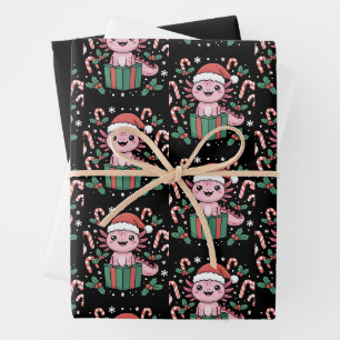 Süßer Axolotl Weihnachten Tier Amphibie Feiertag Geschenkpapier Set