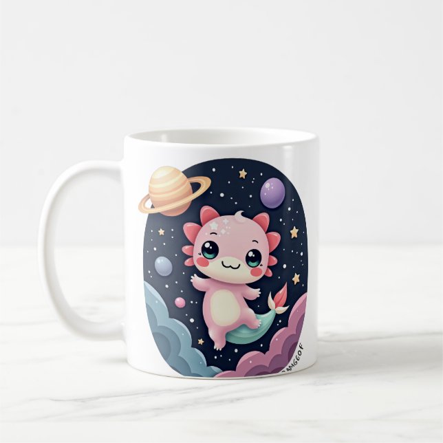 Süßer Axolotl Weltraum Galaxie Kosmischer Sternens Kaffeetasse (Links)