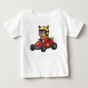 Süßer Baby-Alpaka-Rennwagenfahrer Baby T-shirt