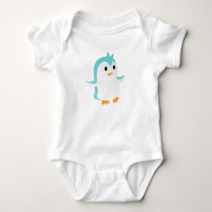 Süßer Baby-Blau-Pinguin-Vektor-Act Baby Strampler