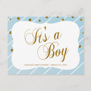 Süßer Baby Blau und Gold Konfetti - RSVP 2 Postkarte