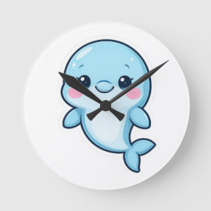 Süßer Baby-Blauer Delfin Runde Wanduhr