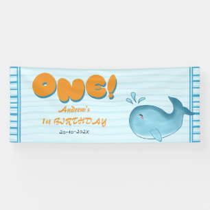 Süßer Baby Blauwal 1. Geburtstag Banner