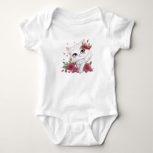 Süßer Baby-Body - Cartoon mit niedlicher Katze Baby Strampler