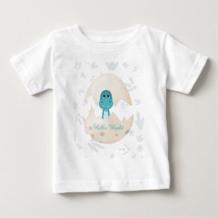 Süßer Baby-Dinosaur schlüpft Hello World Baby T-shirt