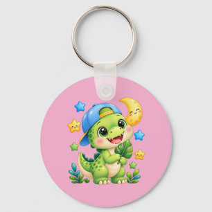 Süßer Baby-Dinosaurier Glänzender Rosa Schlüsselan Schlüsselanhänger