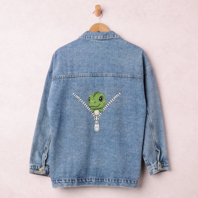 Süßer Baby-Dinosaurier schaut hervor Jeansjacke (Hangar)