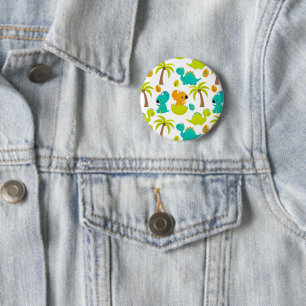Süßer Baby-Dinosaurier Triceratops Dino-Eier Palme Button