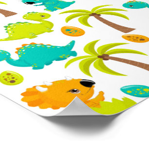 Süßer Baby-Dinosaurier Triceratops Dino-Eier Palme Poster
