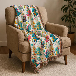 Süßer Baby-Dinosaurier Türkis Bunter Dino Wurfdeck Decke