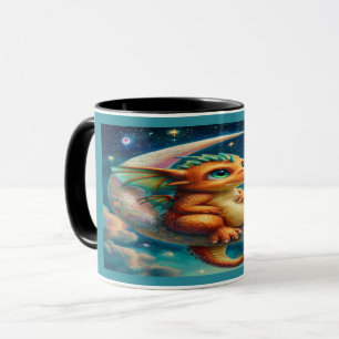Süßer Baby-Drache auf zunehmendem Mond Magischer B Tasse