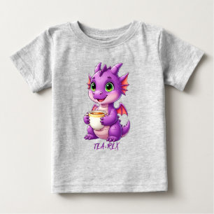 Süßer Baby-Drache hält Teetasse Kawaii Baby T-shirt