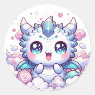 Süßer Baby-Drache Kawaii Fantasy-Aufkleber Runder Aufkleber