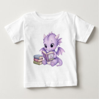 Süßer Baby-Drache liest Fantasy-Wasserfarben-Kinde Baby T-shirt