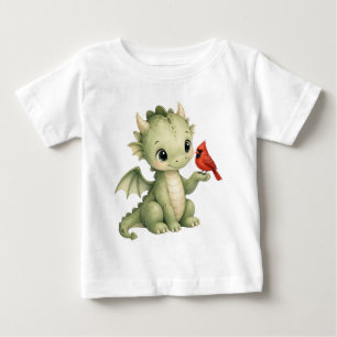 Süßer Baby-Drache mit roten Kardinalskindern Baby T-shirt