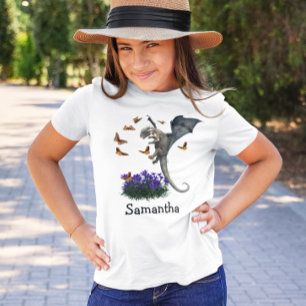 Süßer Baby-Drache mit Schmetterlingen Frühling T-Shirt