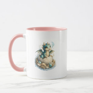 Süßer Baby-Drache schlüpft Rosa Kinder-Zweiseiten- Tasse