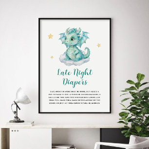 Süßer Baby-Drache Windeln für die späte Nacht Poster