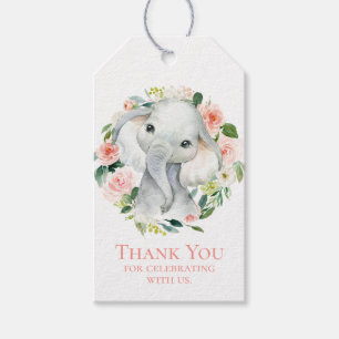 Süßer Baby-Elefant Baby Shower Dankeschön Geschenkanhänger