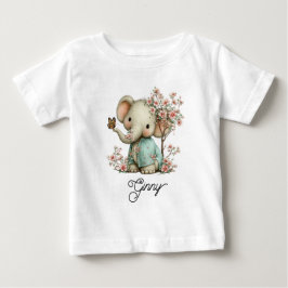 Süßer Baby-Elefant bei Kirschblüten Baby T-shirt
