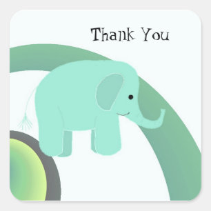 Süßer Baby-Elefant Danke Quadratischer Aufkleber