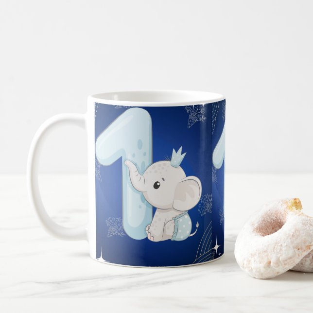 Süßer Baby-Elefant erster Geburtstag Kaffeetasse (Mit Donut)