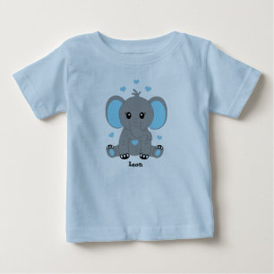 Süßer Baby-Elefant in Blau, handgezeichnet, Baby T-shirt