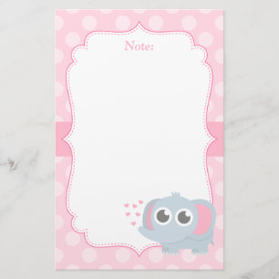 Süßer Baby-Elefant mit Liebe für Mädchen Briefpapier