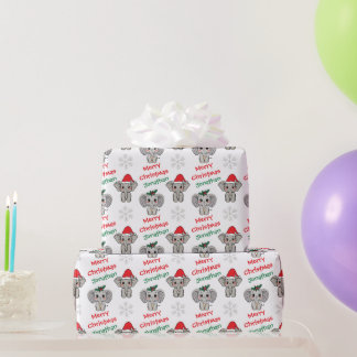 Süßer Baby-Elefant mit Weihnachtsmannmütze Weihnac Geschenkpapier