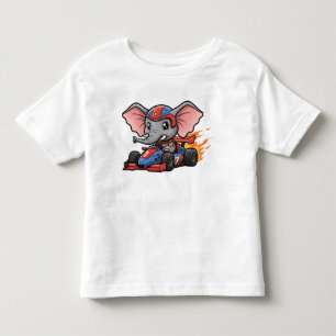 Süßer Baby-Elefant-Rennwagen-Fahrer Kleinkind T-shirt