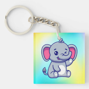 Süßer Baby-Elefant sitzt Cartoon-23800 Schlüsselanhänger