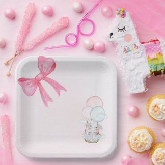 Süßer Baby-Elefantenballon – Pastell-Baby-Party Pappteller